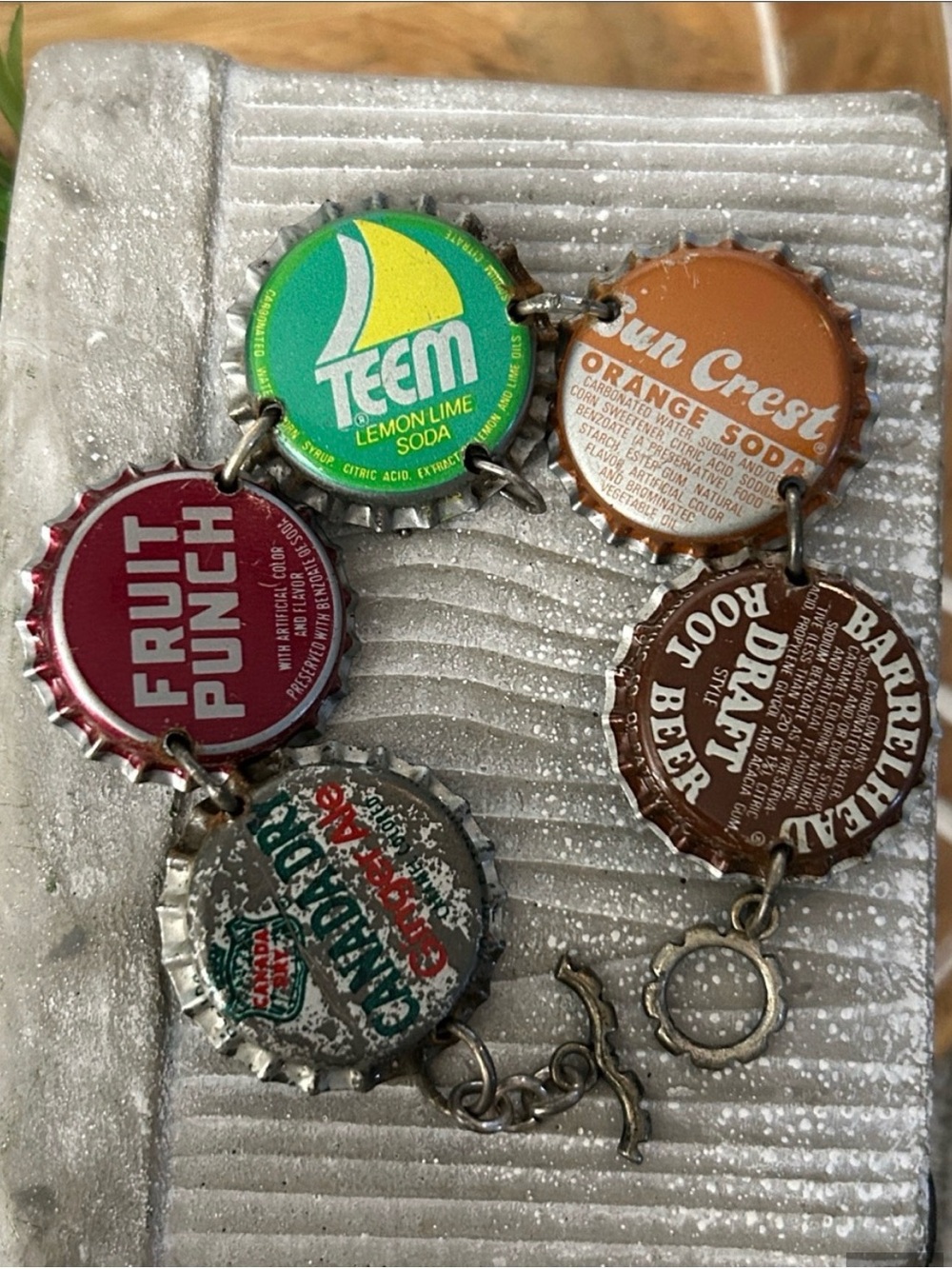 Bottle cap bracelet NEW Upcyled vintage soda caps reverses to religious images